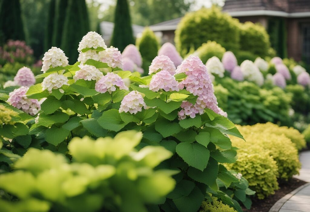 Lush hydrangeas blooming in a vibrant garden.