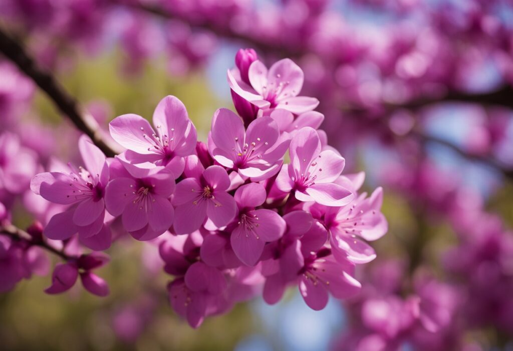 Vibrant pink cherry blossoms close-up.