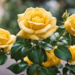 Vibrant yellow roses in bloom.